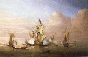 Monamy, Peter The Royal yacht Peregrine arriving in the Thames estuary with King George i aboard in September 1714 Spain oil painting artist